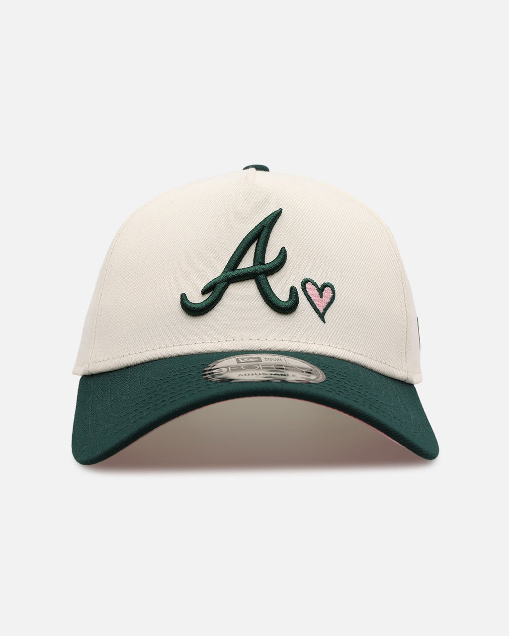New Era Atlanta Braves 'Pink Satin Hearts Green' 9FORTY A-Frame Snapback Chrome/Dark Green
