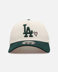 New Era Los Angeles Dodgers 'Pink Satin Hearts Green' 9FORTY A-Frame Snapback Chrome/Dark Green