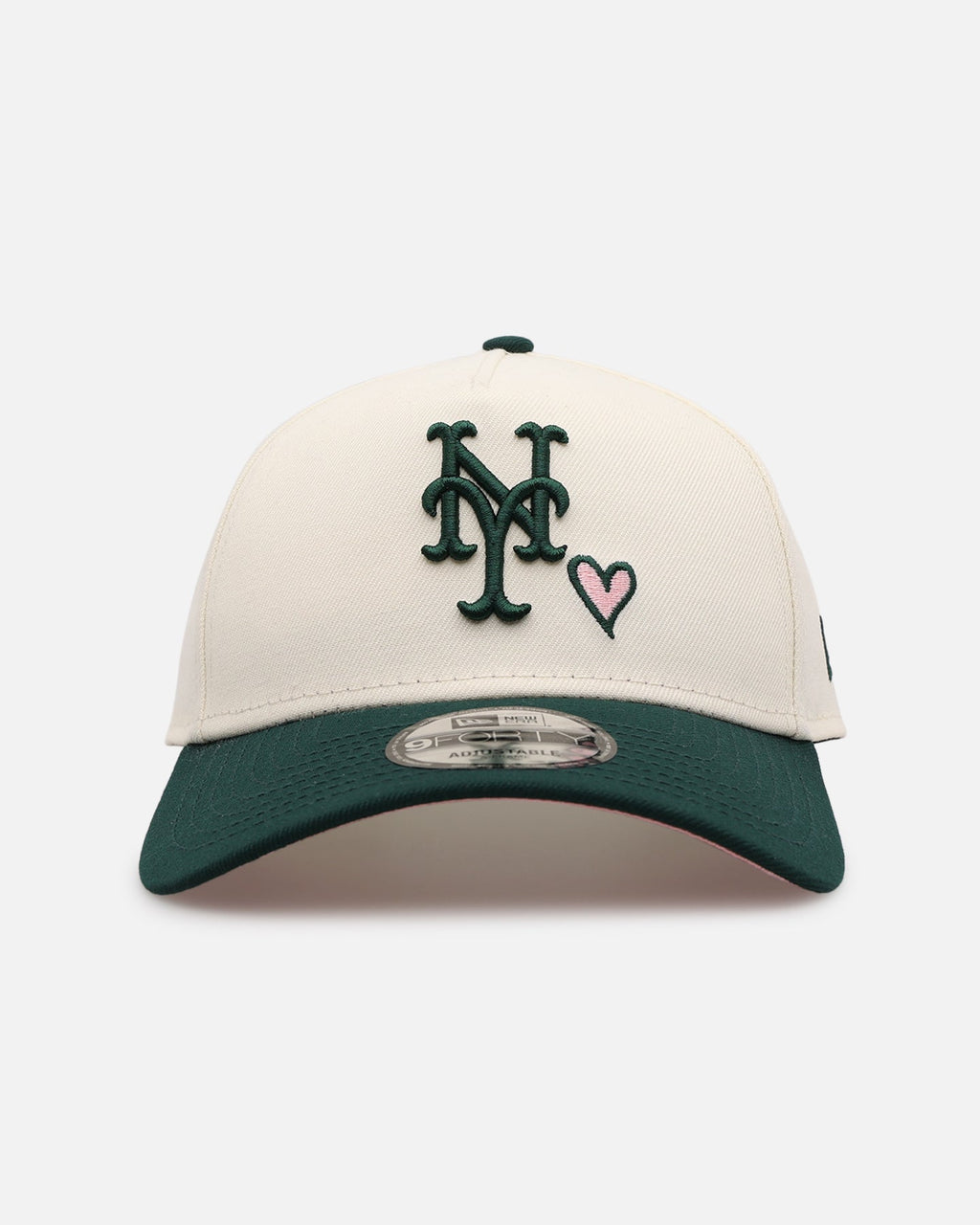 New Era New York Mets 'Pink Satin Hearts Green' 9FORTY A-Frame Snapback Chrome/Dark Green