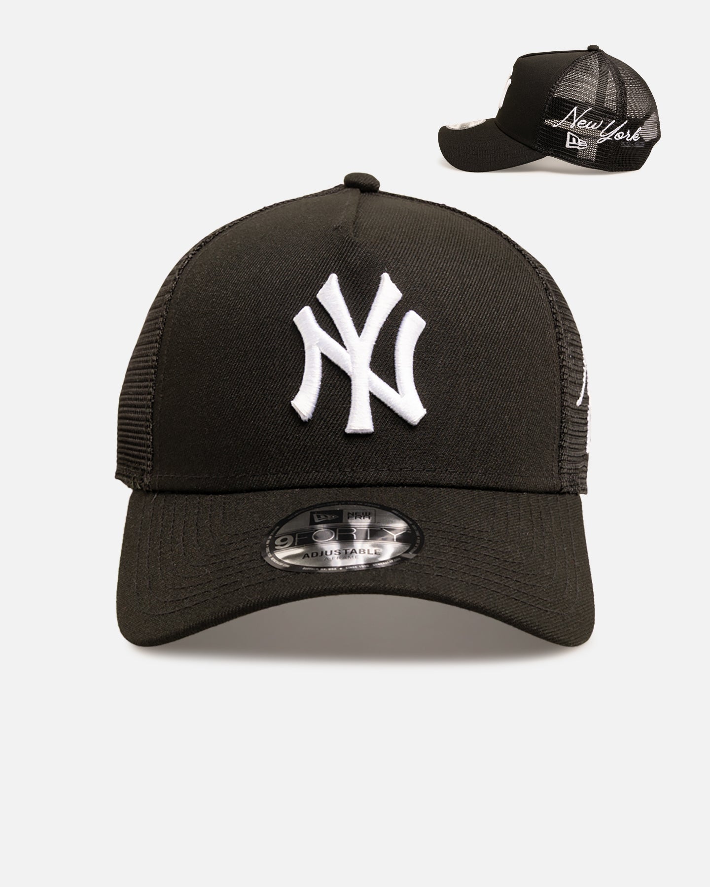 New Era New York Yankees 9FORTY A-Frame Trucker Snapback Black