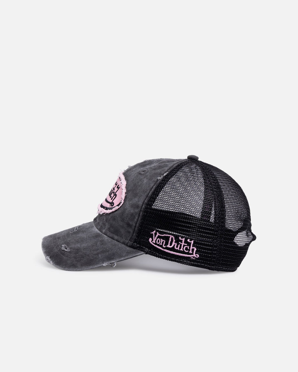 Von Dutch Distressed Trucker Snapback Black/Pink
