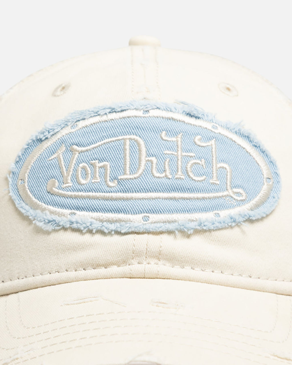 Von Dutch Distressed Trucker Snapback Ecru/Light Blue