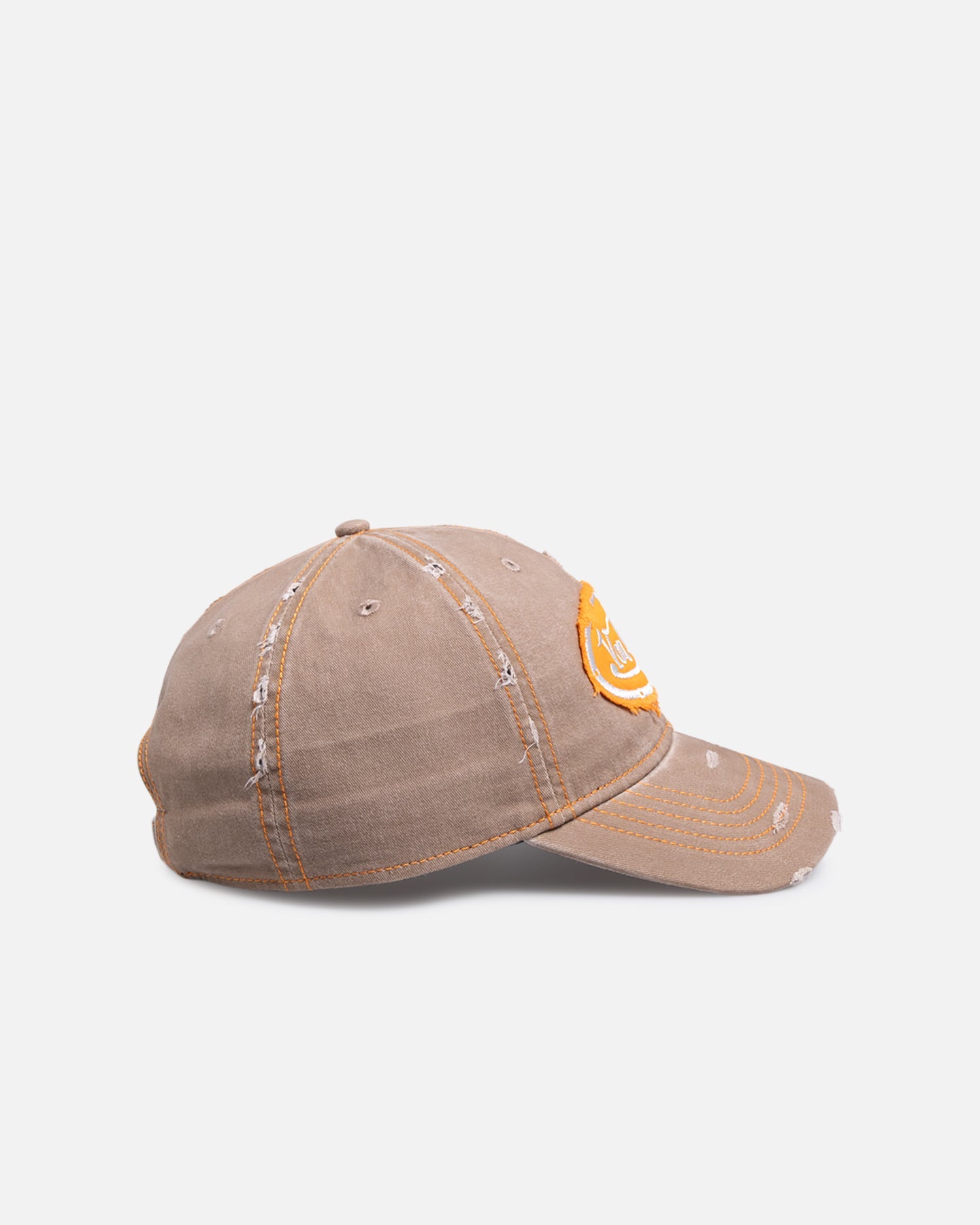 Von Dutch Contrast Distressed Zigzag Strapback Taupe/Orange