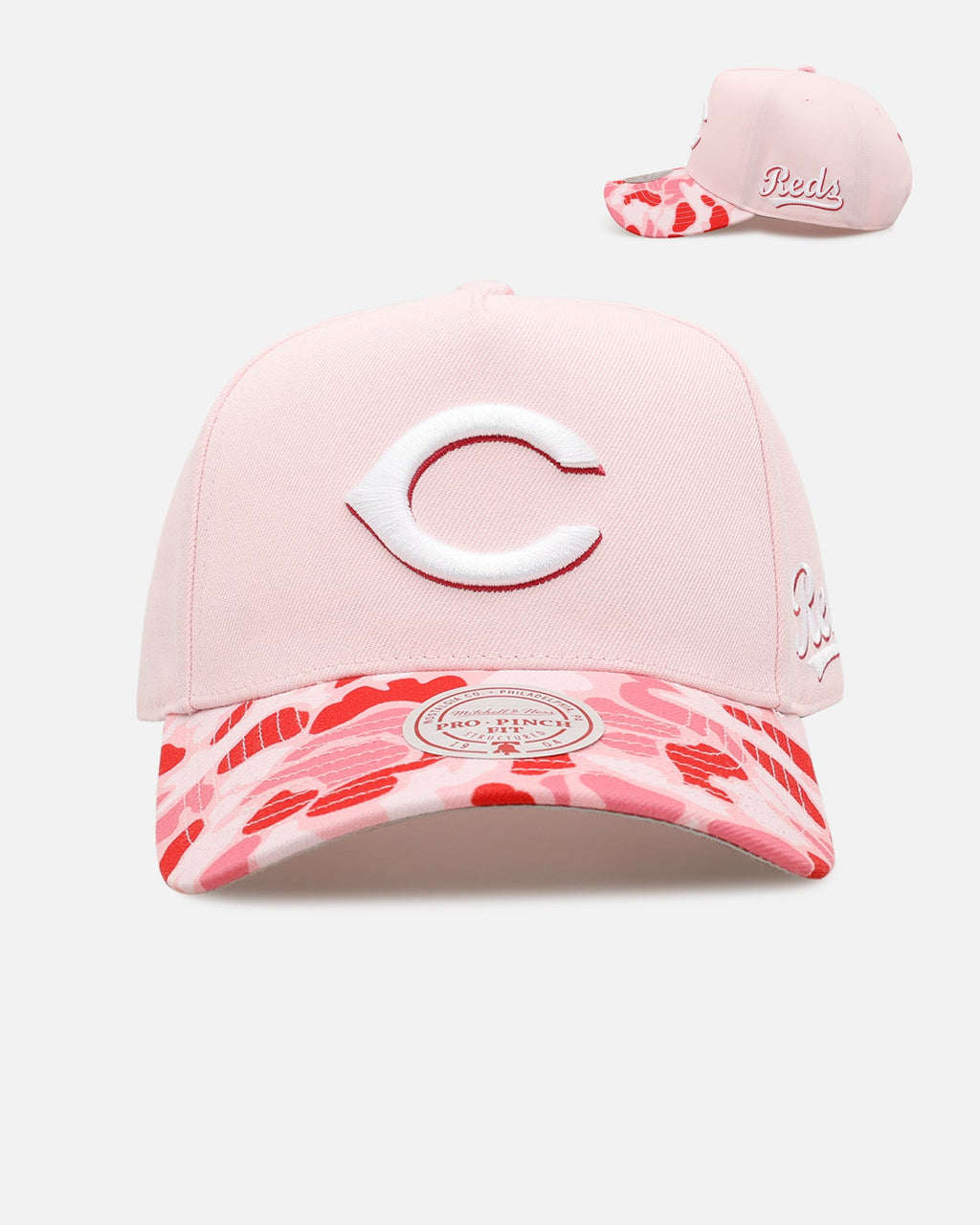 Mitchell & Ness Cincinnati Reds 'Pink Camo' Pro Pinch Snapback Pink