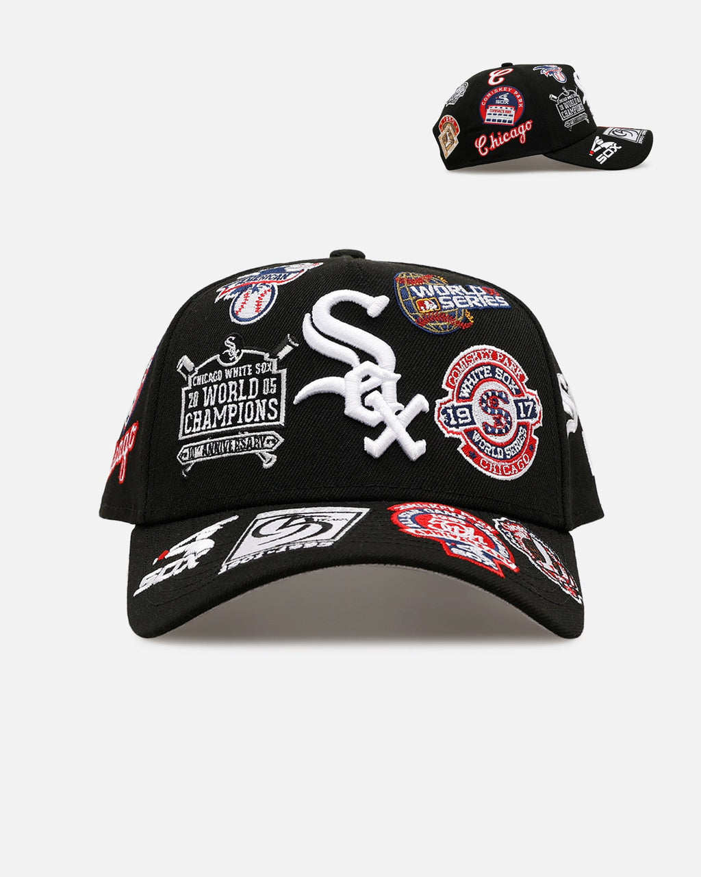 New Era Chicago White Sox 'All Over Embroidery' 9FORTY A-Frame Snapback Black