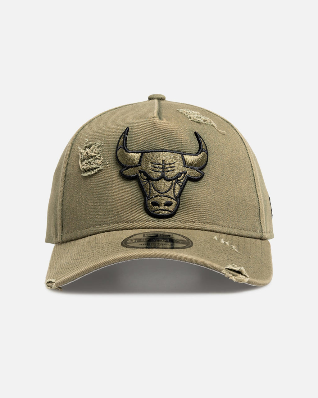 New Era Chicago Bulls 'Distressed Olive' 9FORTY A-Frame Snapback Olive