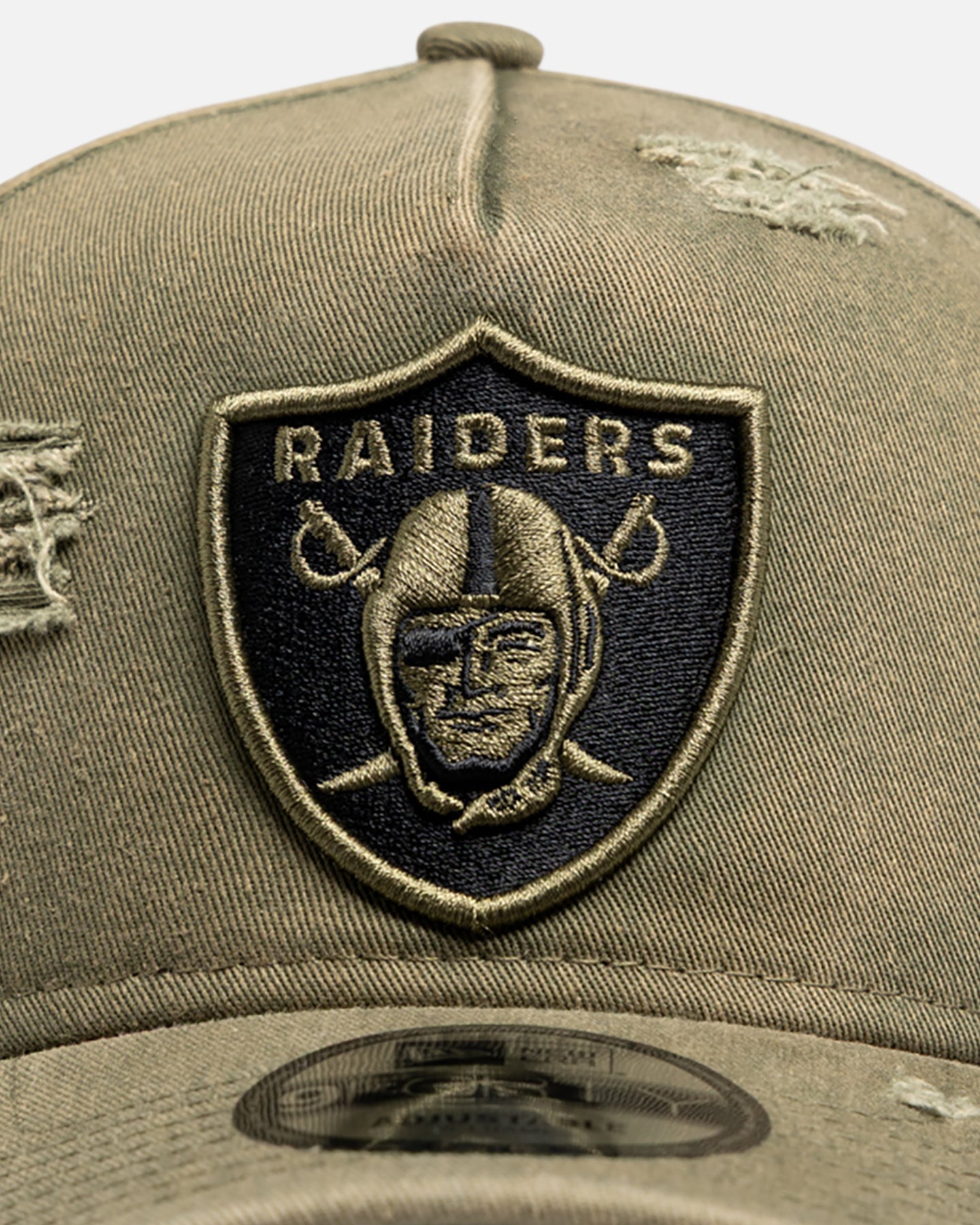 New Era Las Vegas Raiders 'Distressed Olive' 9FORTY A-Frame Snapback Olive