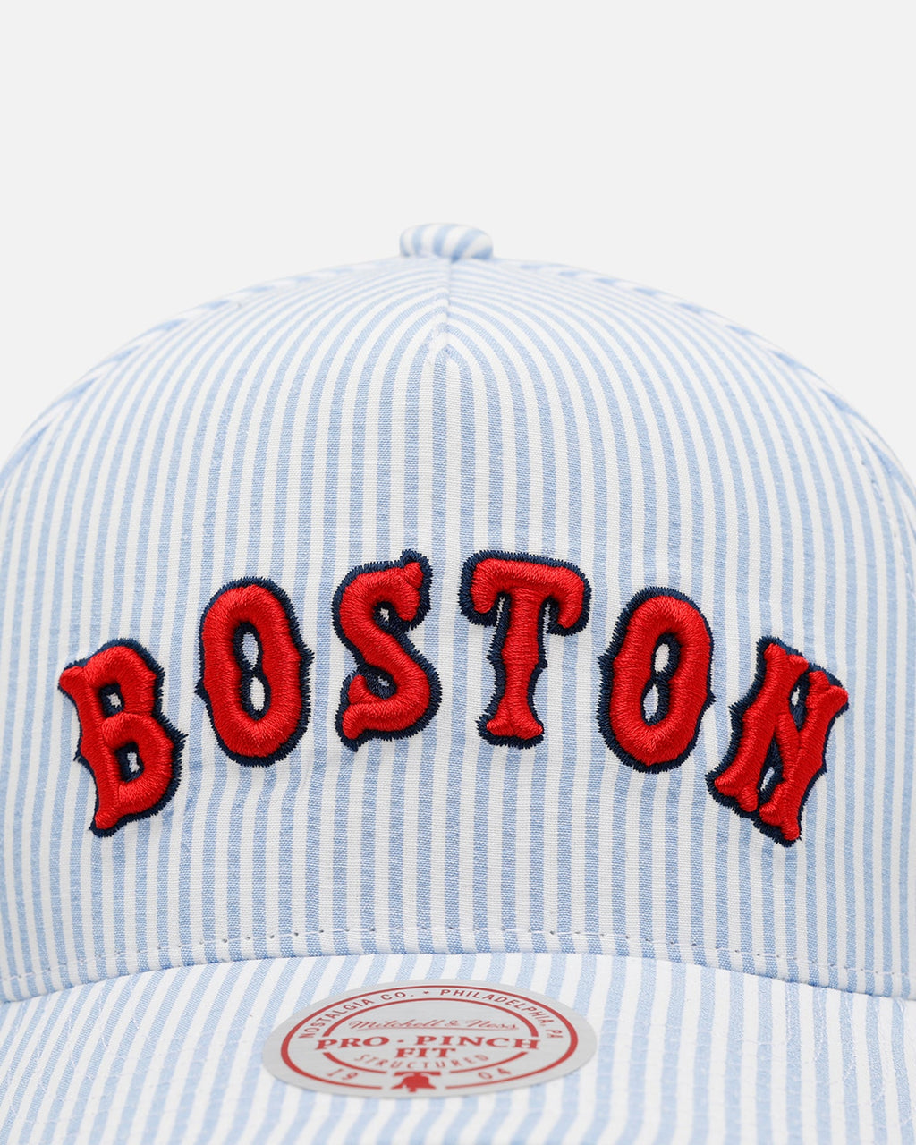 Mitchell & Ness Boston Red Sox 'Seersucker' Pro Pinch Snapback Blue/White