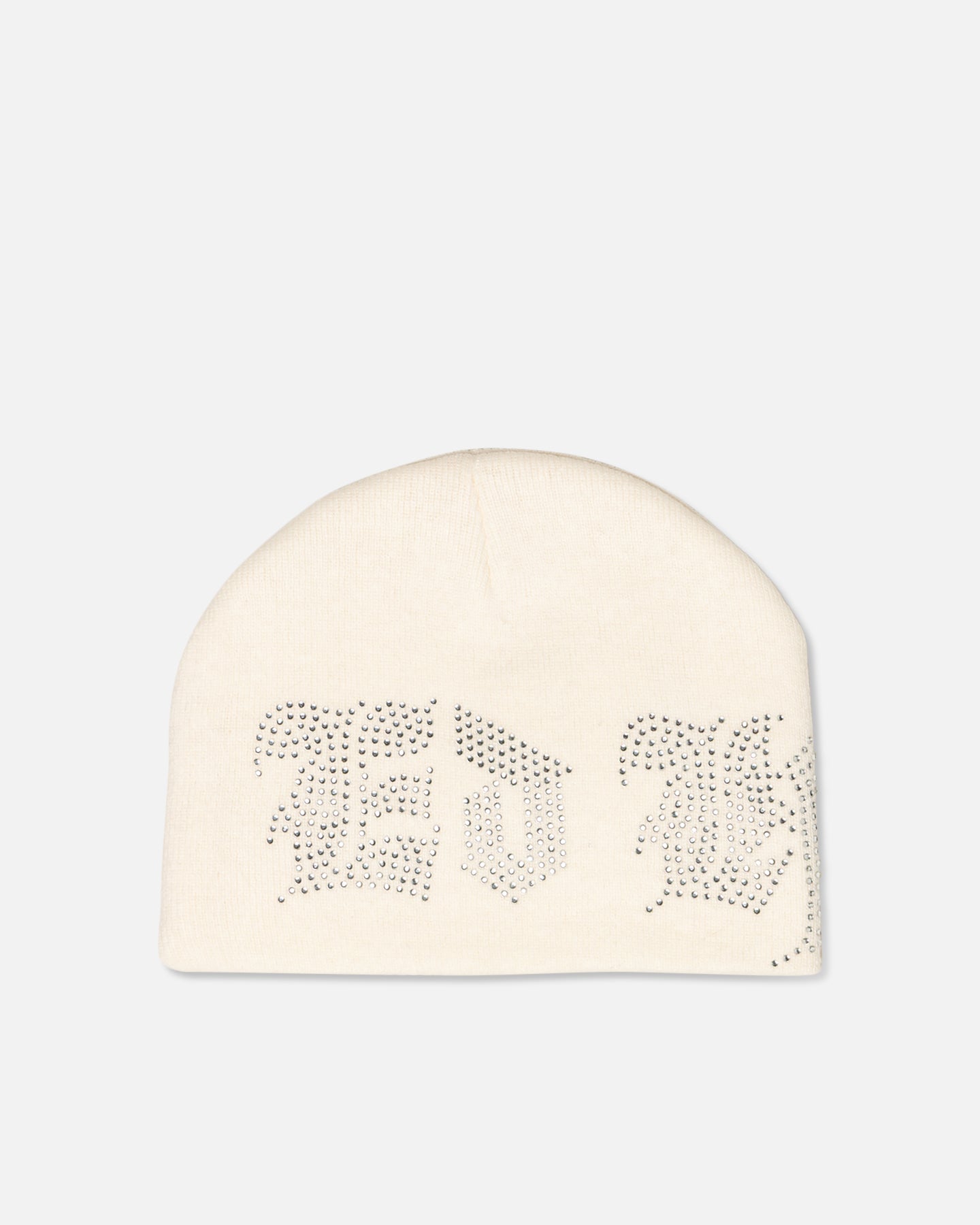 Ed Hardy Rhinestone Beanie Off White