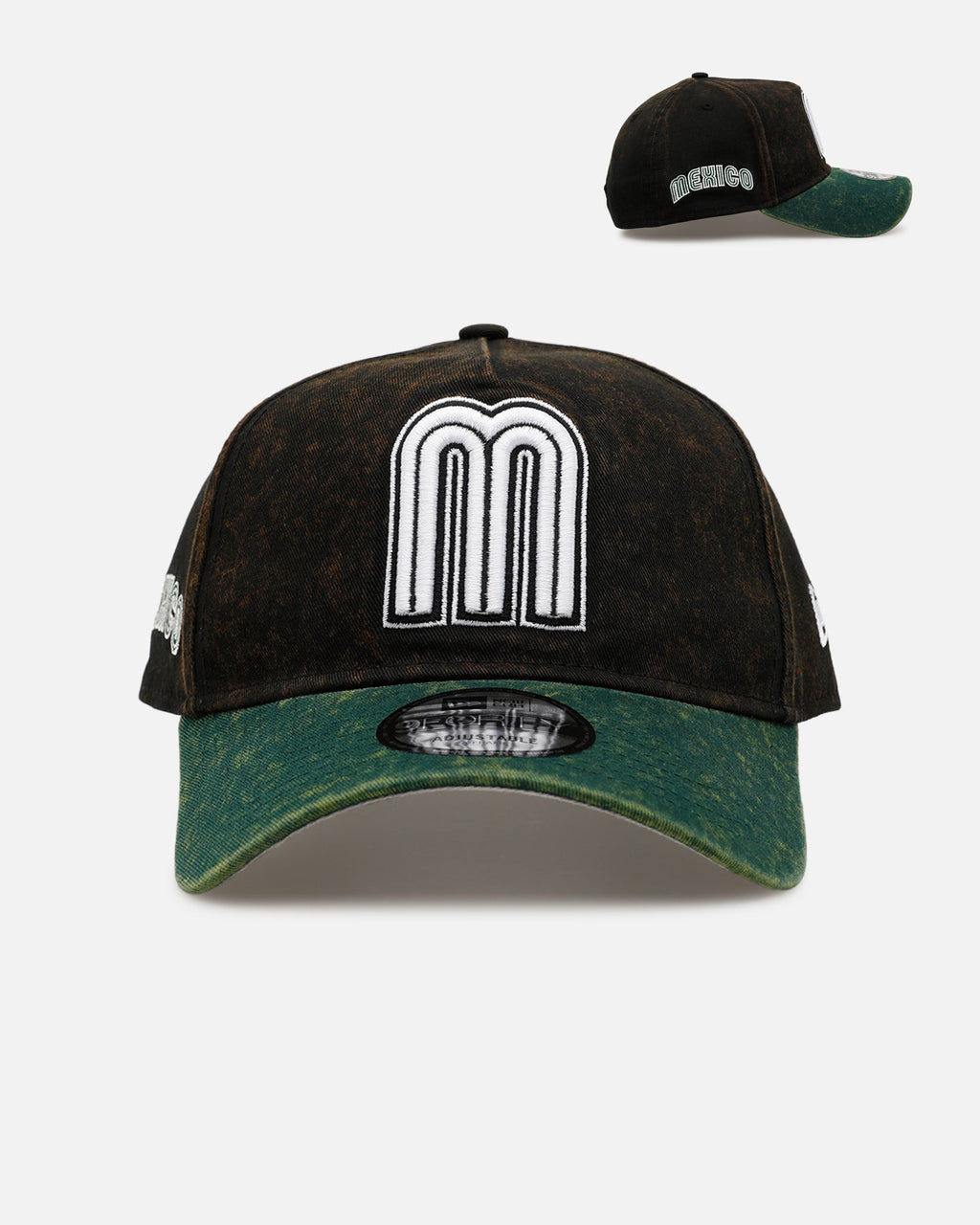 New Era Mexico National Baseball Team 'Washed Green 2.0' 9FORTY A-Frame Snapback Black/Green