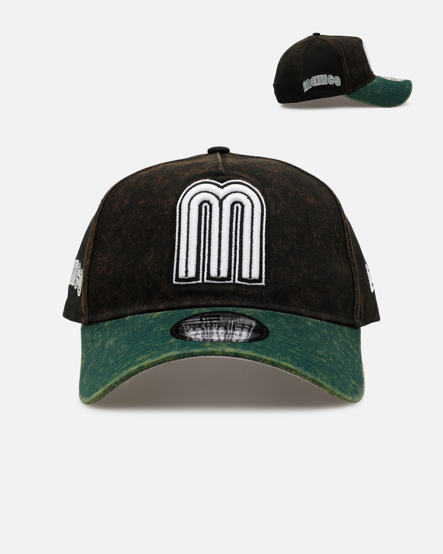 New Era Mexico National Baseball Team 'Washed Green 2.0' 9FORTY A-Frame Snapback Black/Green