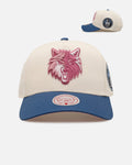 Mitchell & Ness Minnesota Timberwolves 'Pink Team Logo' Pro Pinch Snapback Off White
