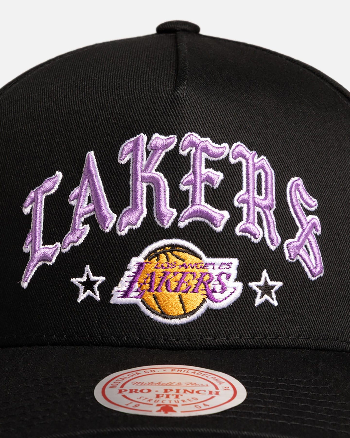 Mitchell & Ness Los Angeles Lakers 'Black Letter' Pro Pinch Snapback Black