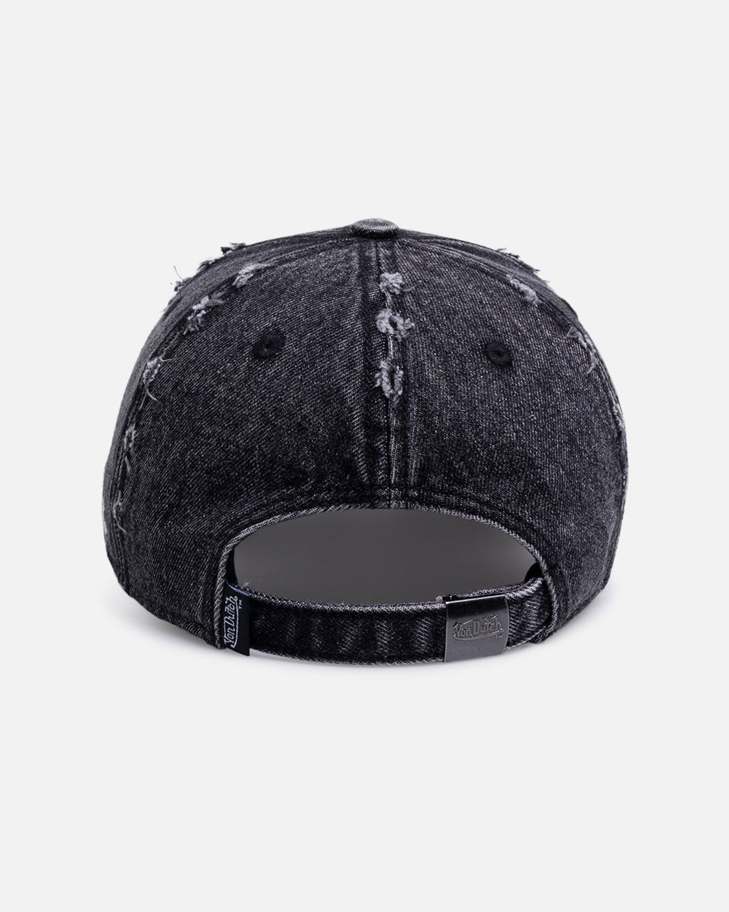 Von Dutch Cross Distressed Strapback Cap Washed Black