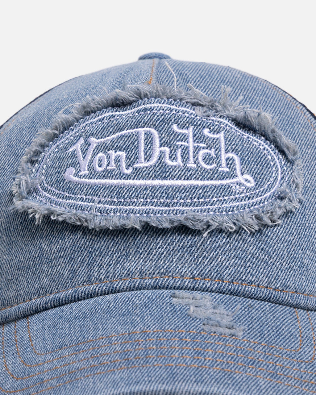 Von Dutch Destroyed Denim Trucker Strapback Denim