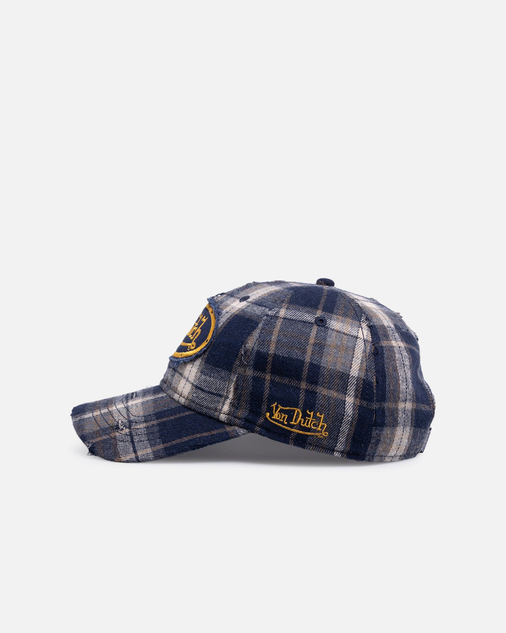 Von Dutch Gingham Dad Strapback Cap Blue