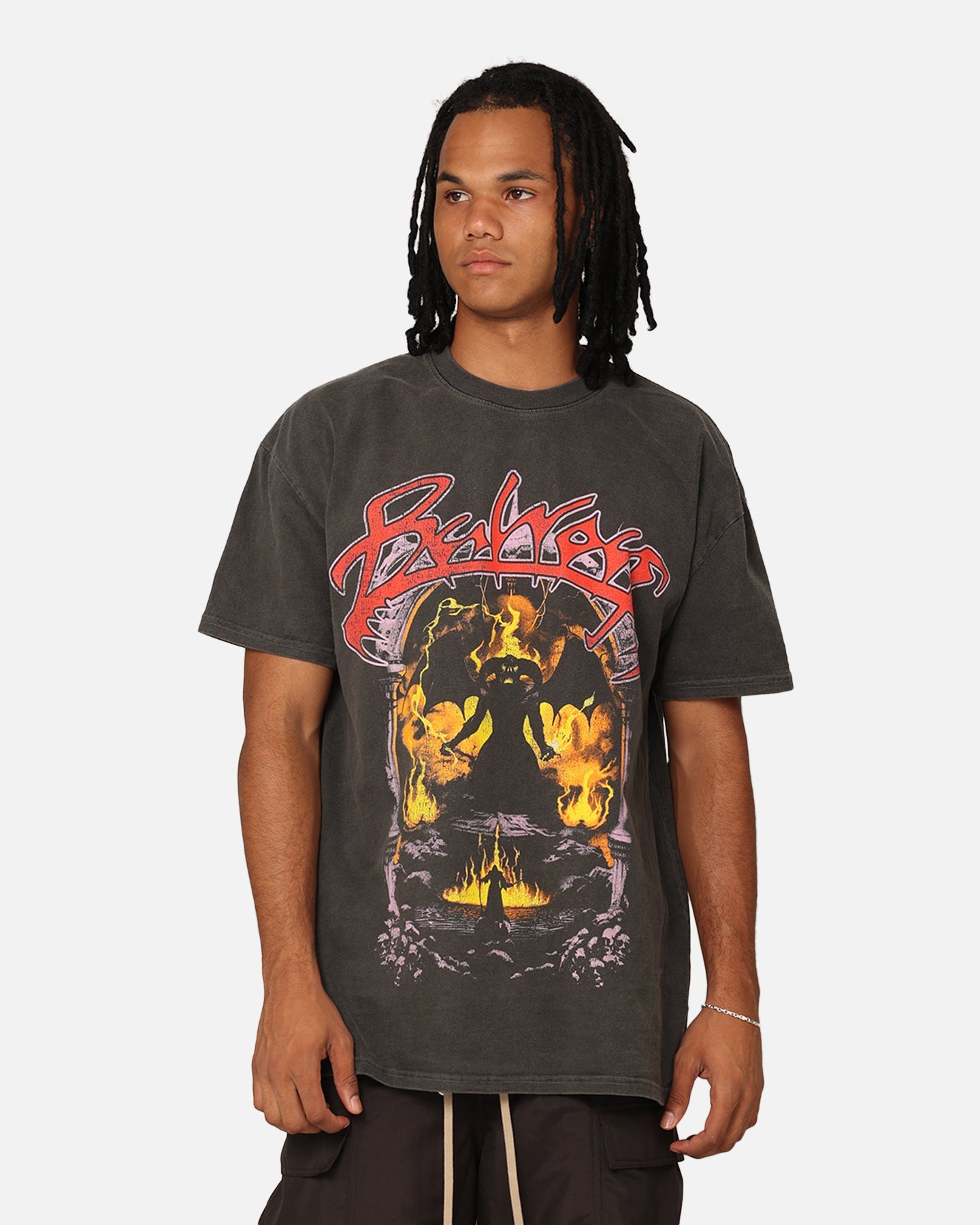73Studio X Lord Of The Rings Balrog Heavyweight T-Shirt Black Wash