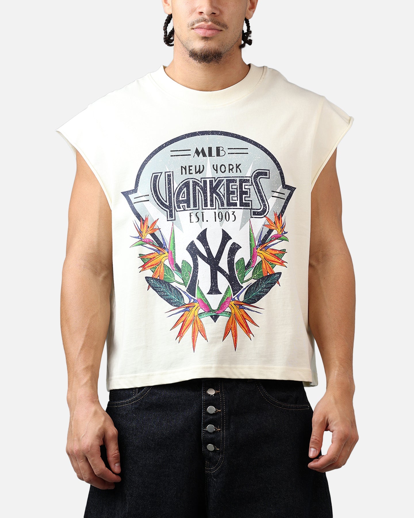 Pro Standard New York Yankees Paradise Muscle T-Shirt Eggshell