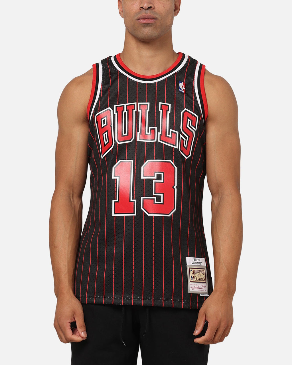 Mitchell & Ness Chicago Bulls Luc Longley 1995 Pinstripe Jersey Black