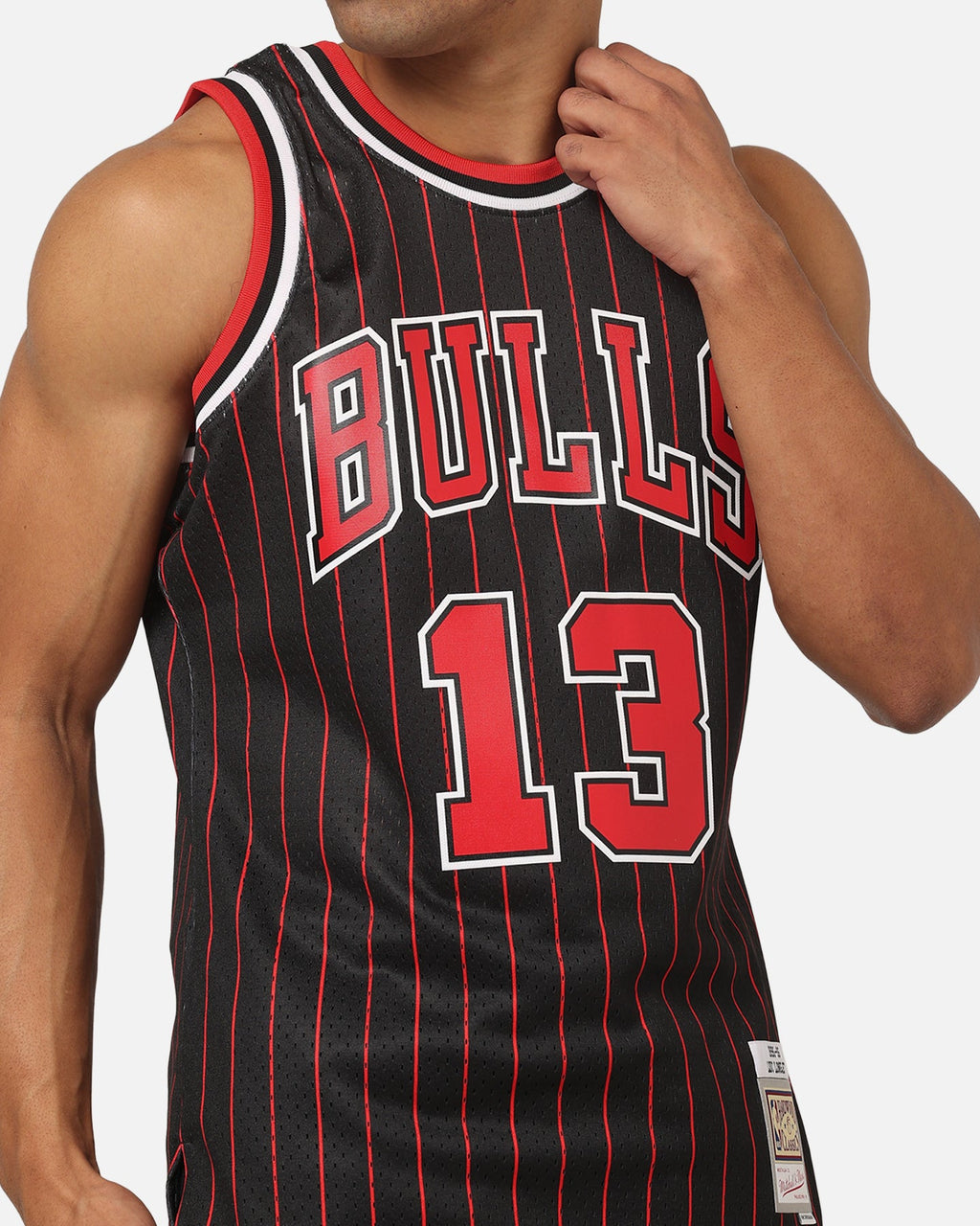Mitchell & Ness Chicago Bulls Luc Longley 1995 Pinstripe Jersey Black