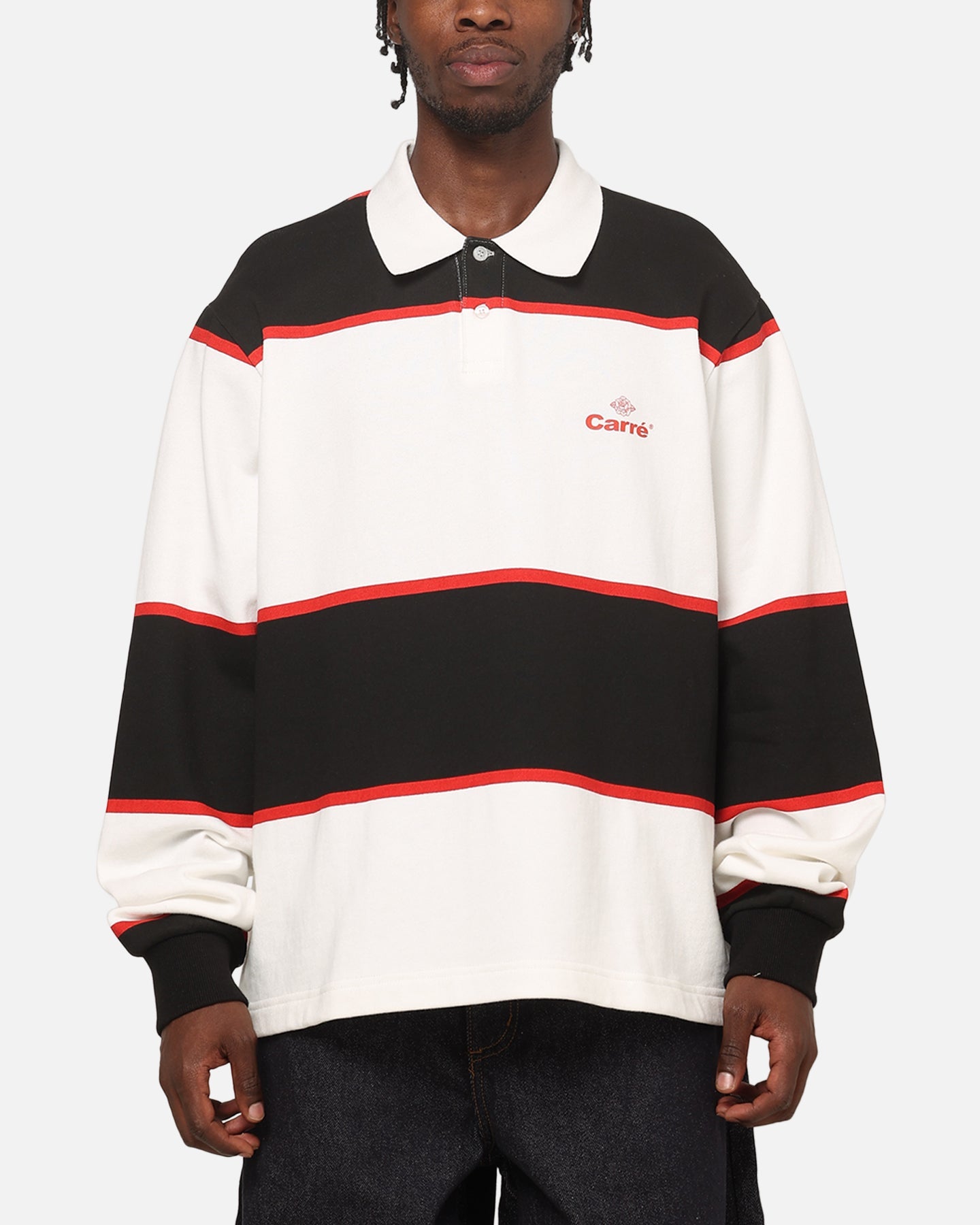 Carre Baseline Rugby Shirt Black Stripe