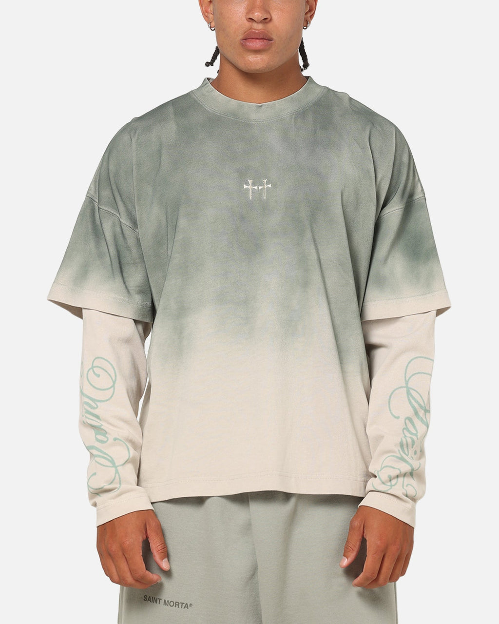 Saint Morta Divine Regiment Long Sleeve T-Shirt Green/Off White