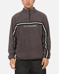 X-Large Stripe Polar Fleece Quarter Zip Fleece Mocha
