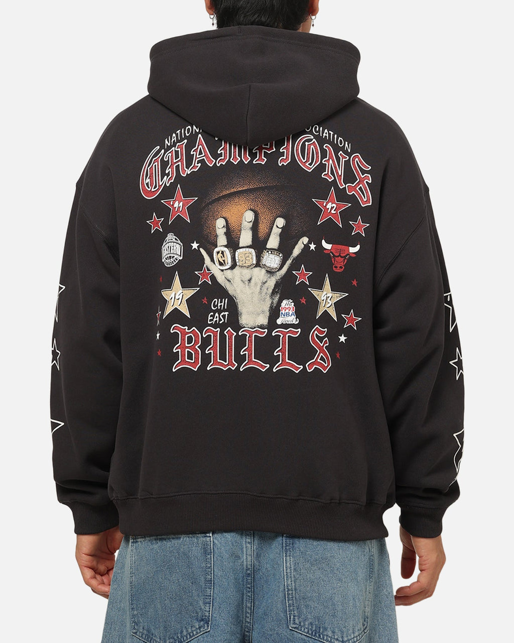 Mitchell & Ness Chicago Bulls Blackletter Champs Box Hoodie Washed Black