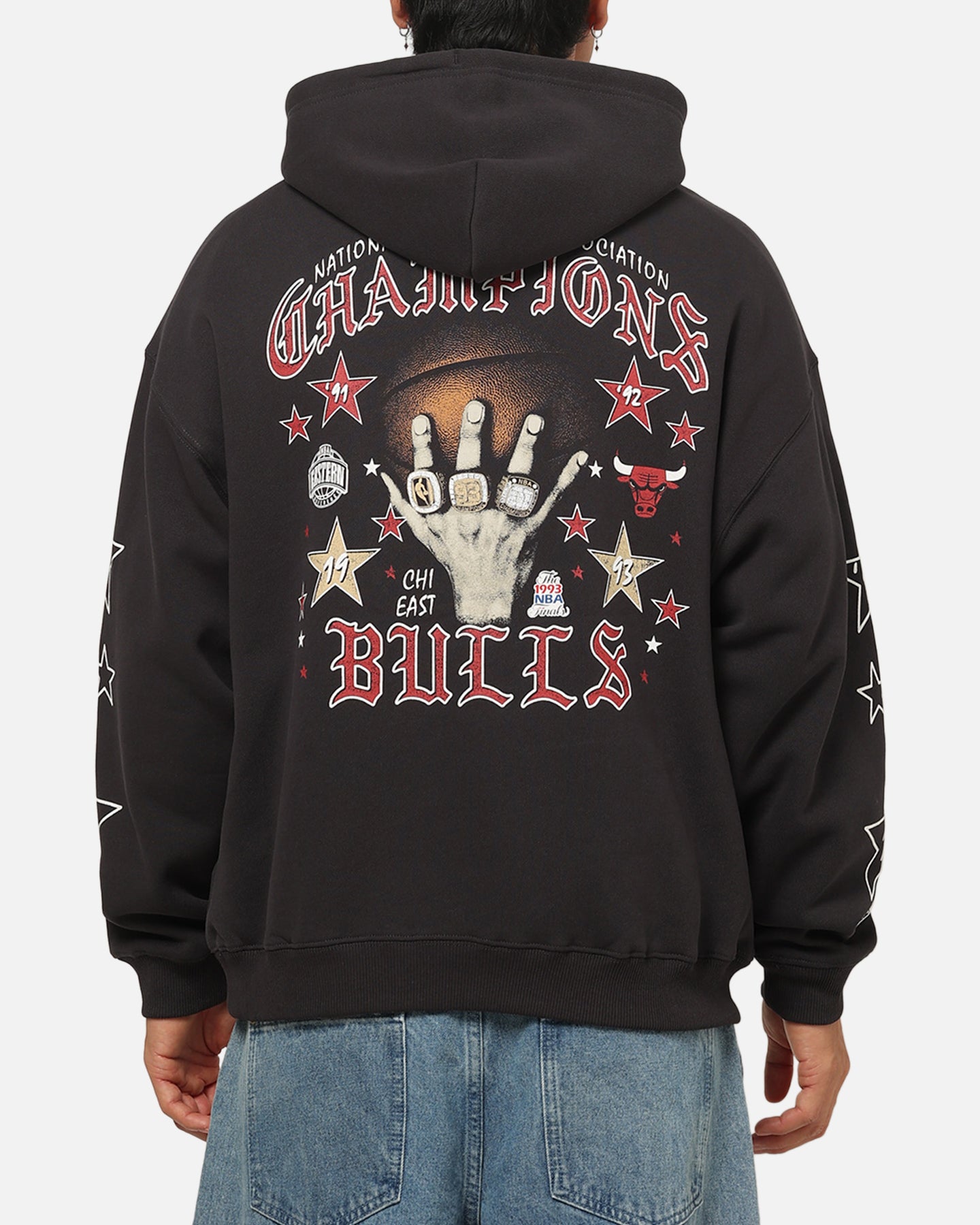 Mitchell & Ness Chicago Bulls Blackletter Champs Box Hoodie Washed Black