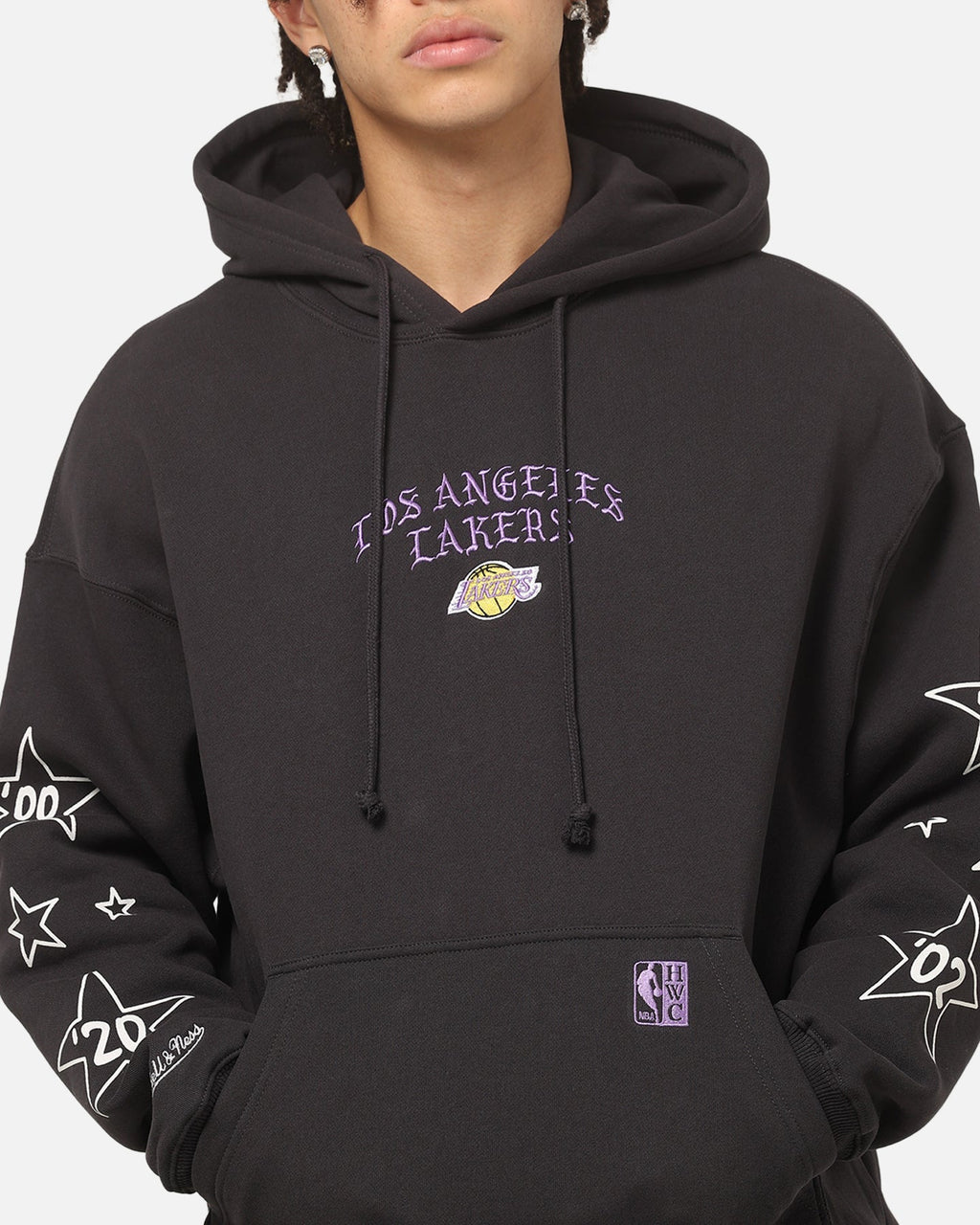 Mitchell & Ness Los Angeles Lakers Blackletter Champs Box Hoodie Washed Black