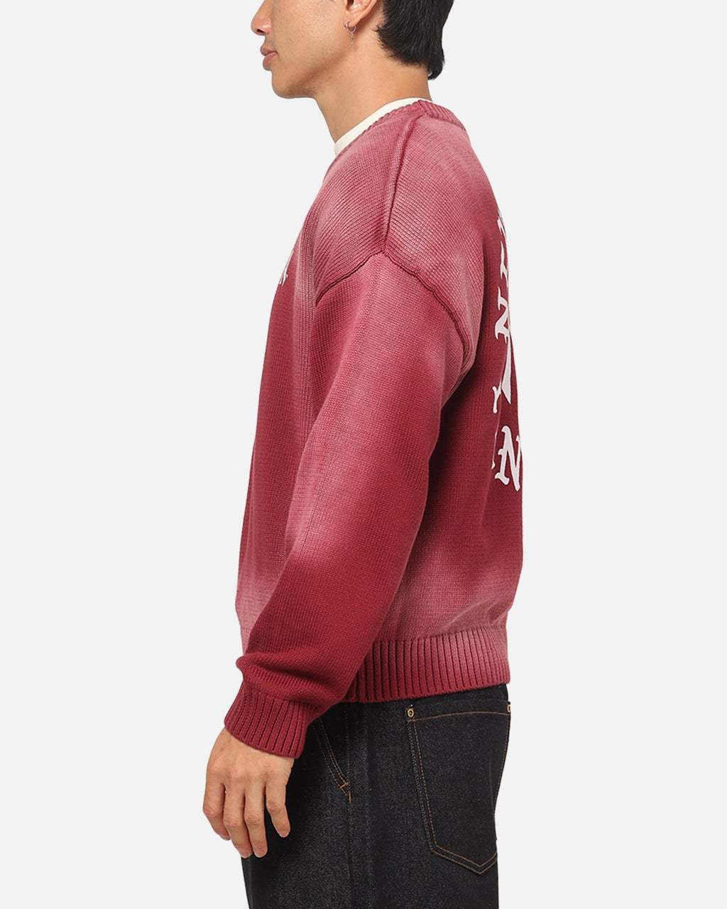 Majestic Athletic New York Yankees Black Letter Knit Crewneck Sour Cherry