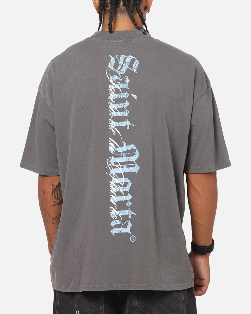 Saint Morta La Muerte Script T-Shirt Washed Charcoal