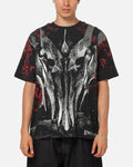 73Studio X Lord Of The Rings Sauron All Over Print T-Shirt Black Acidwash