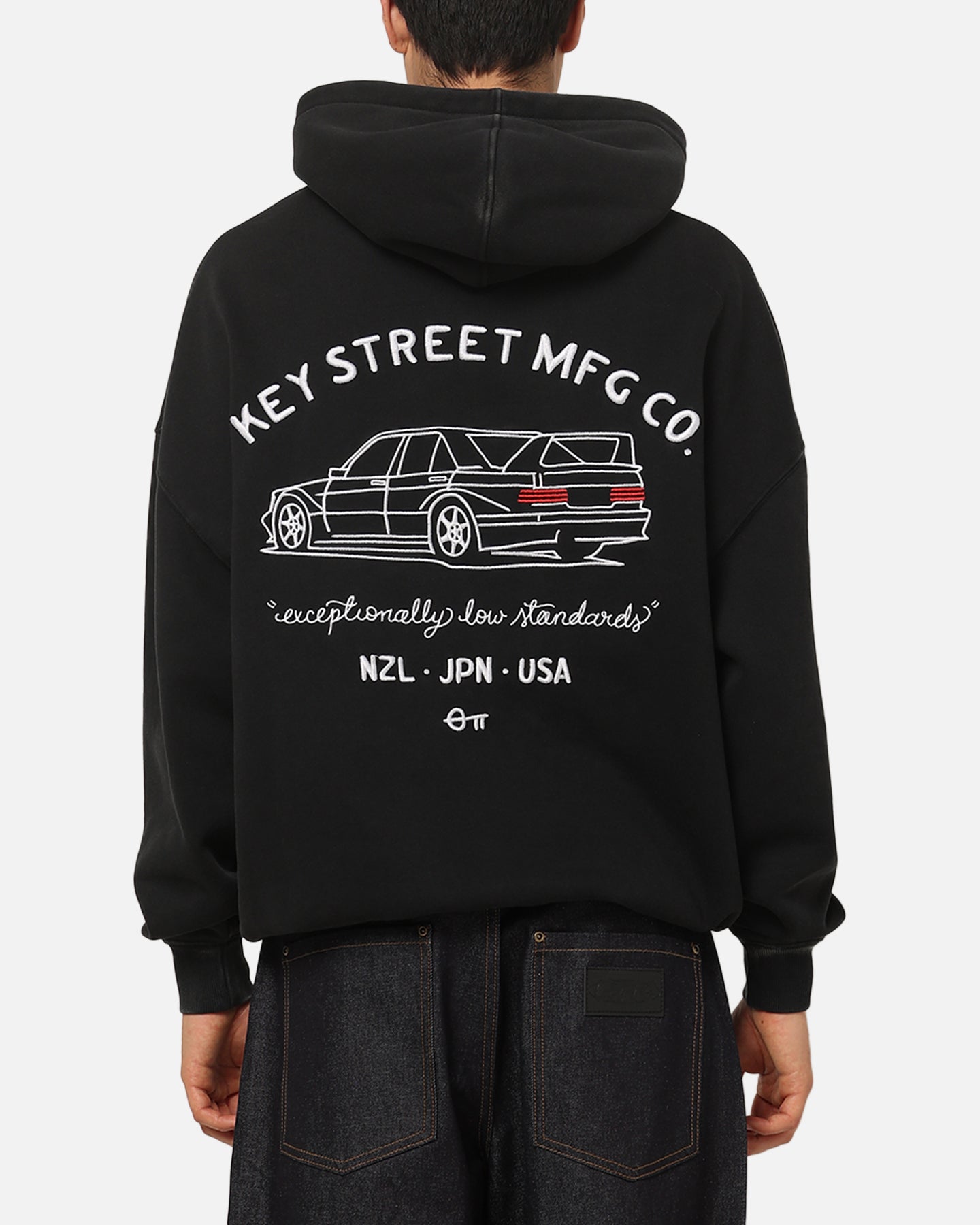 Key Street Low Standards Hoodie Black Acidwash