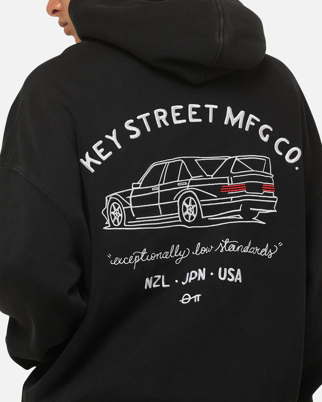 Key Street Low Standards Hoodie Black Acidwash