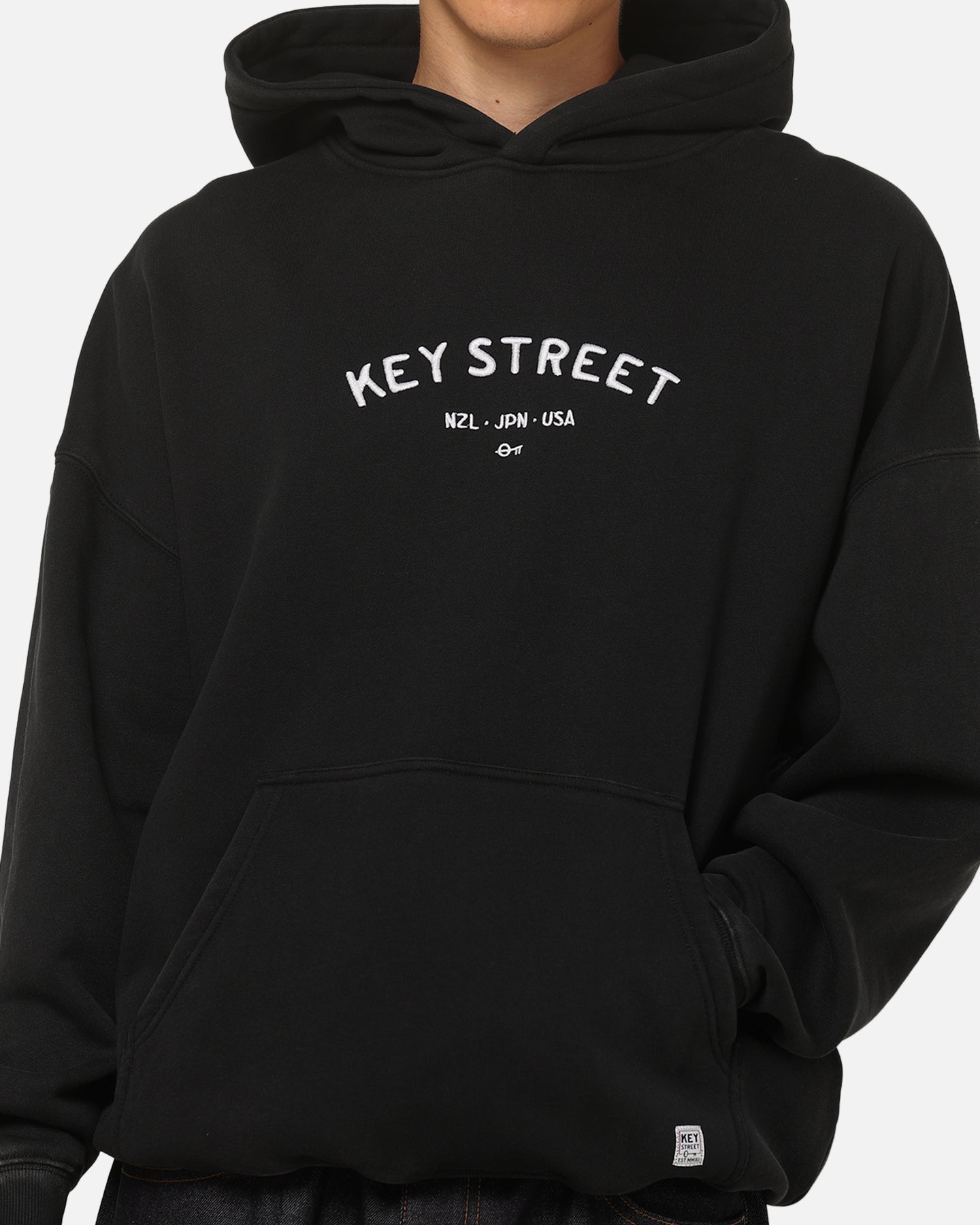 Key Street Low Standards Hoodie Black Acidwash