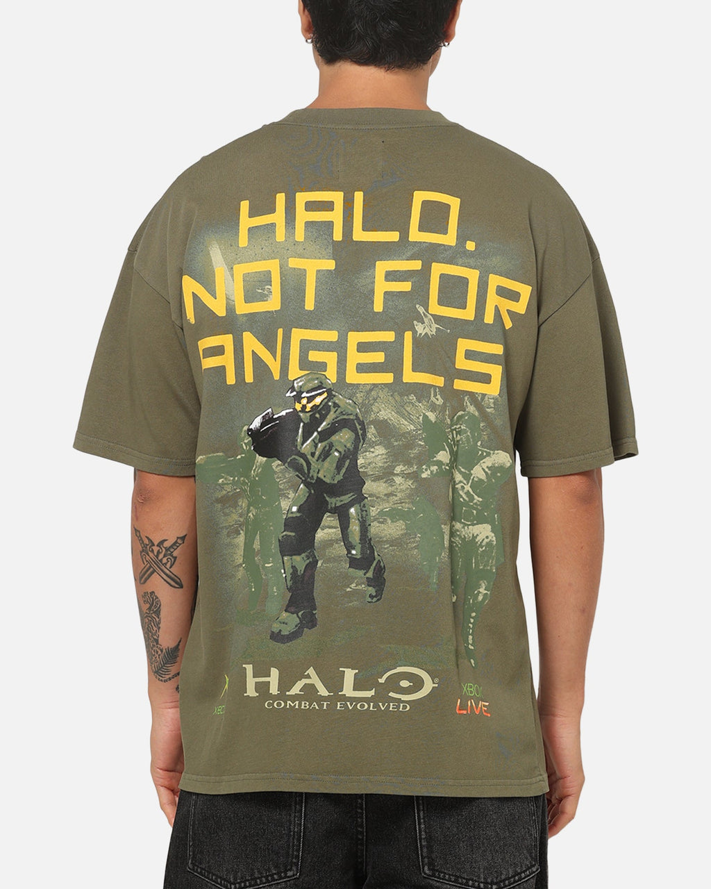 73Studio X Xbox X Halo Not For Angels  T-Shirt Military Green