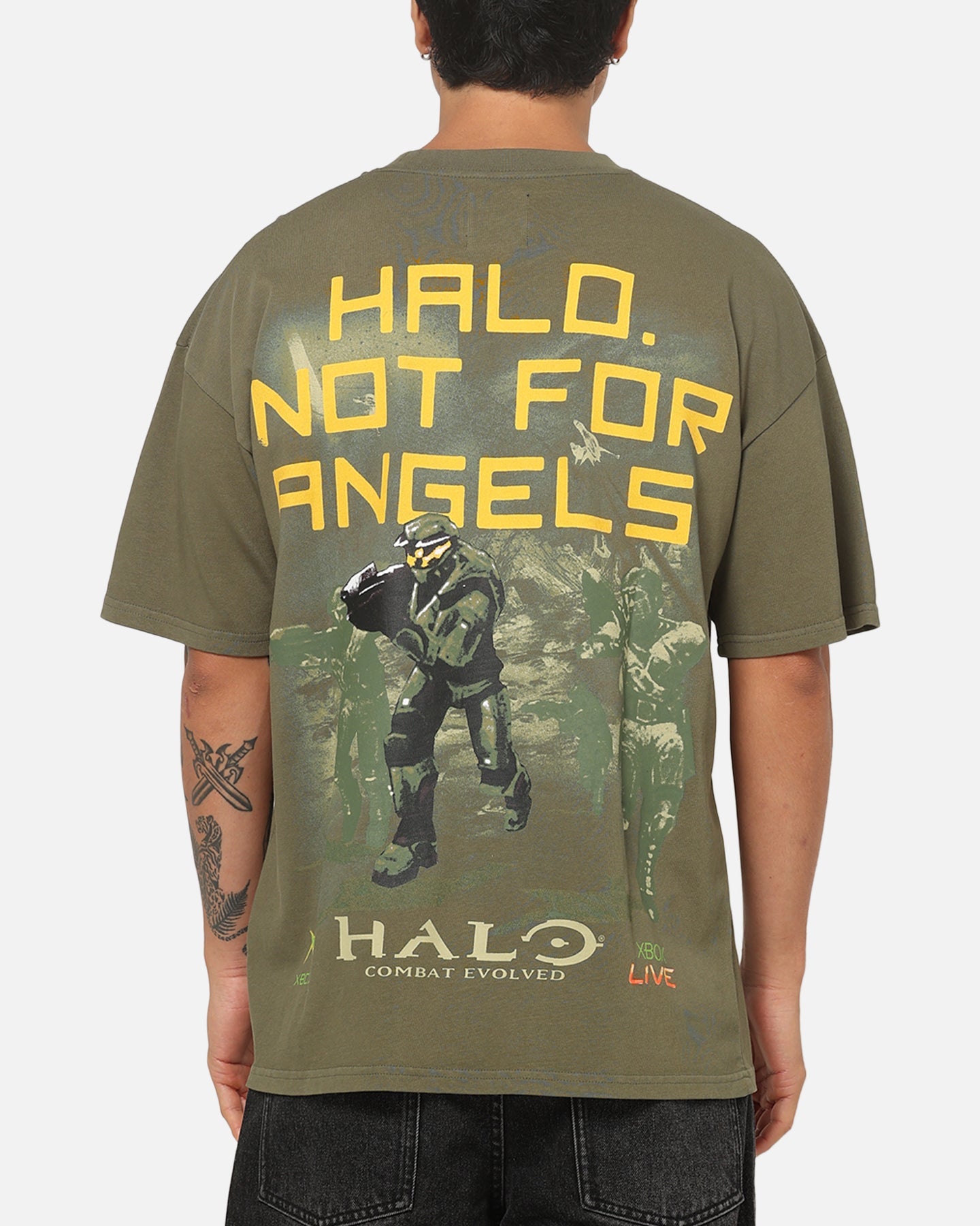 73Studio X Xbox X Halo Not For Angels  T-Shirt Military Green