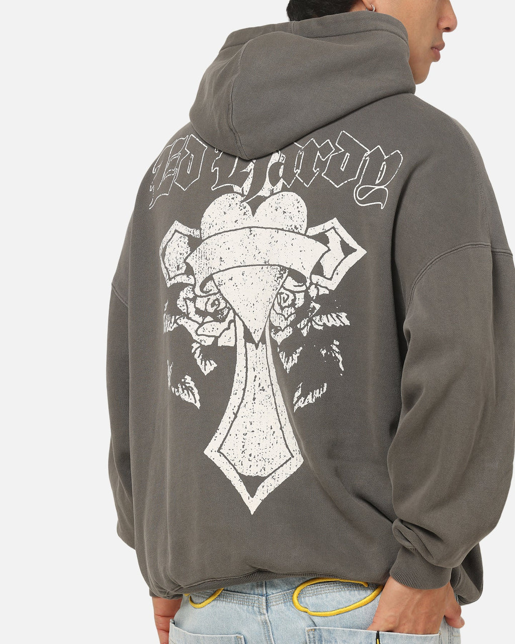 Ed Hardy Sacred Heart Hoodie Washed Charcoal