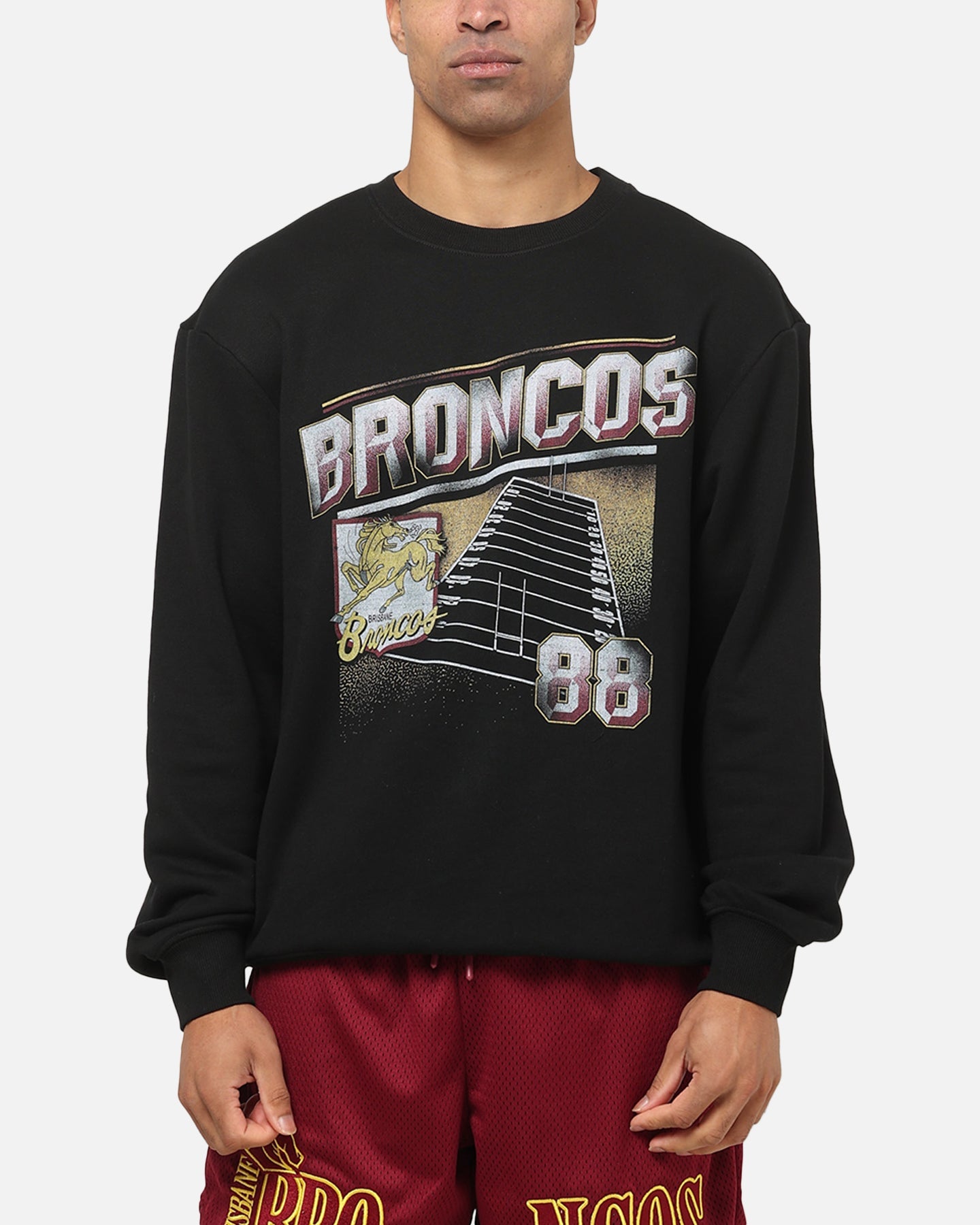 Bleacher Athletic Brisbane Broncos NRL 1908 Adult Crewneck Black