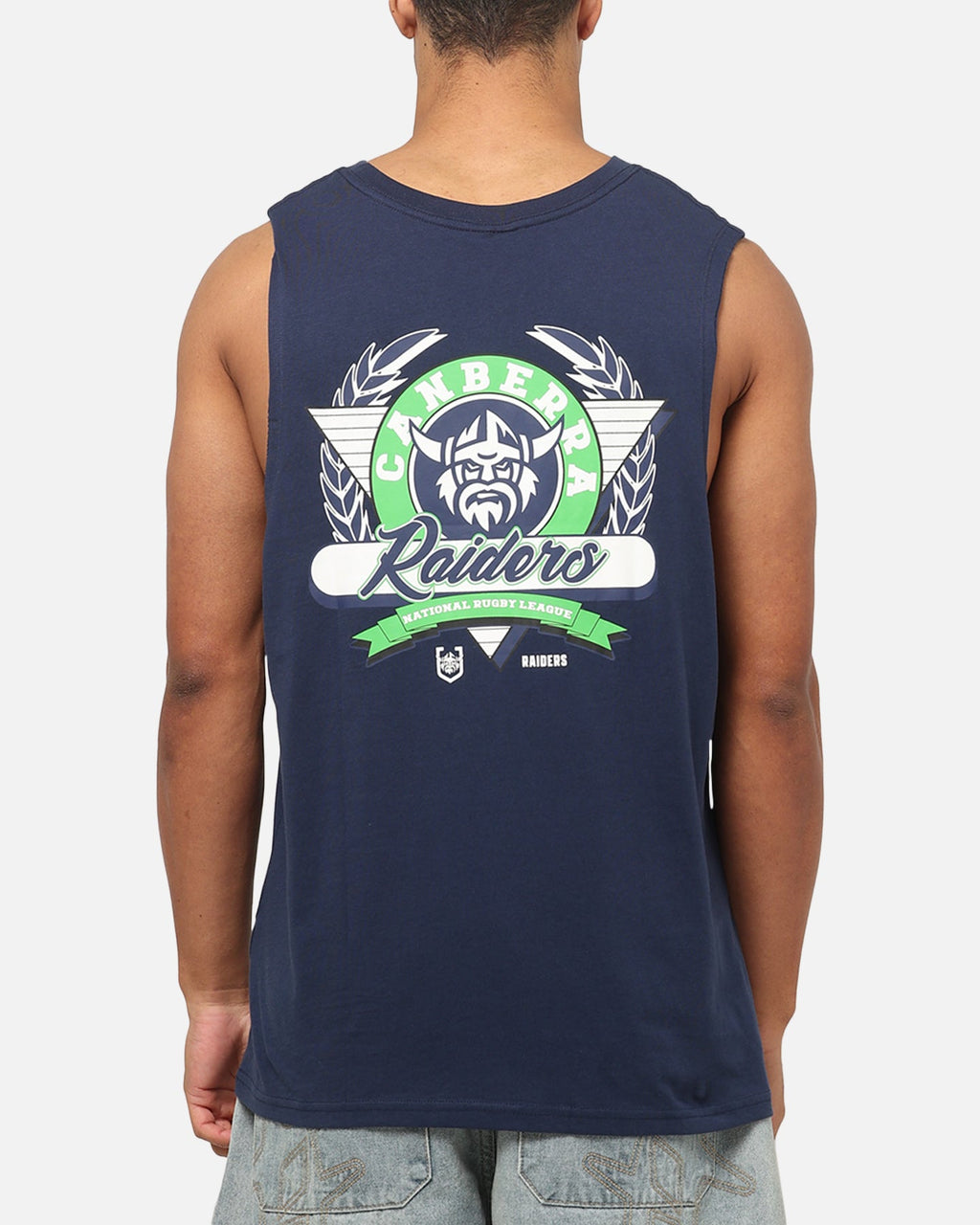 Bleacher Athletic Canberra Raiders NRL Adult Muscle T-Shirt Navy