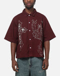 Ed Hardy Ghost Tattoo Button Up Shirt Plum