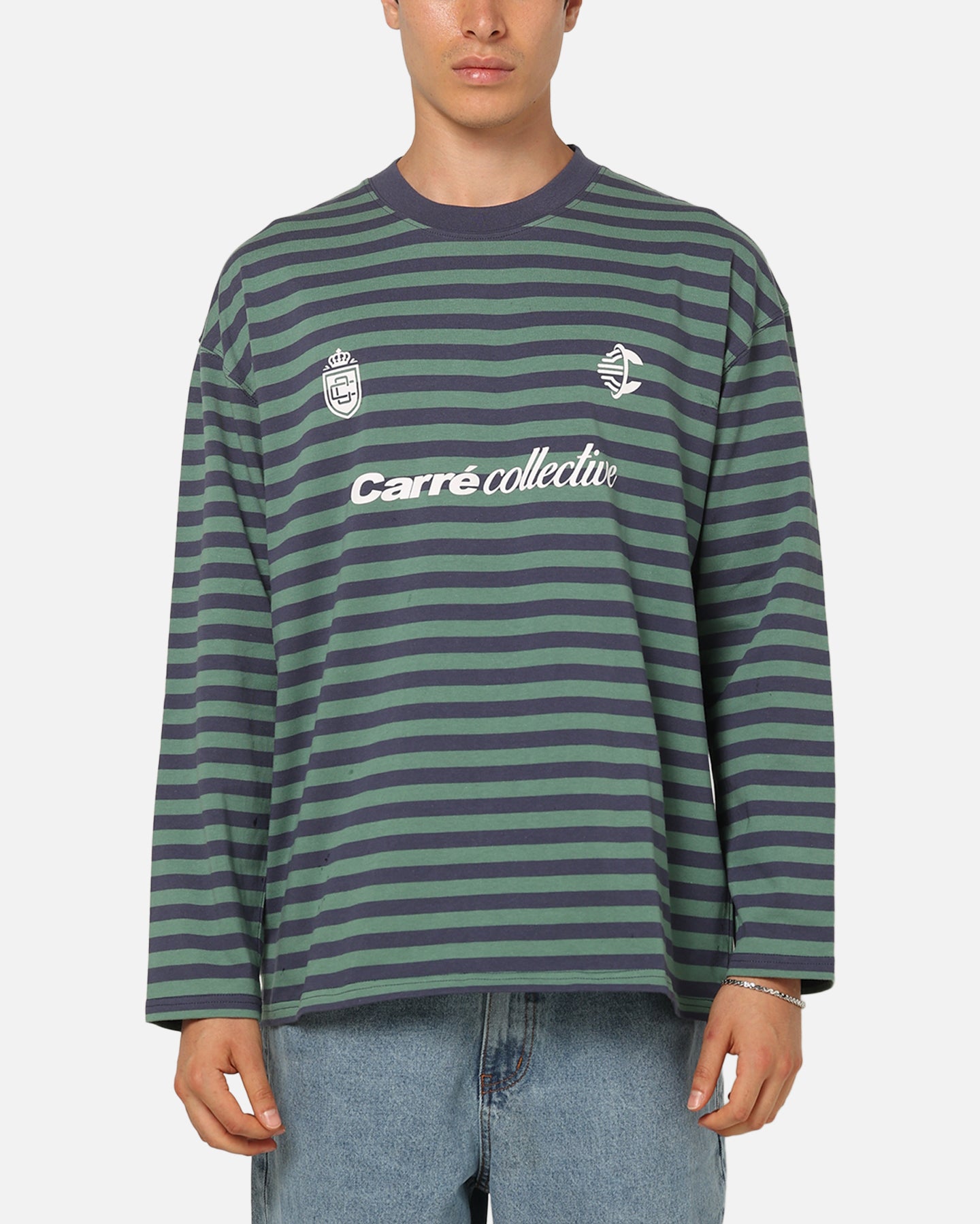 Carre Collective Stripe Long Sleeve T-Shirt Navy Stripe