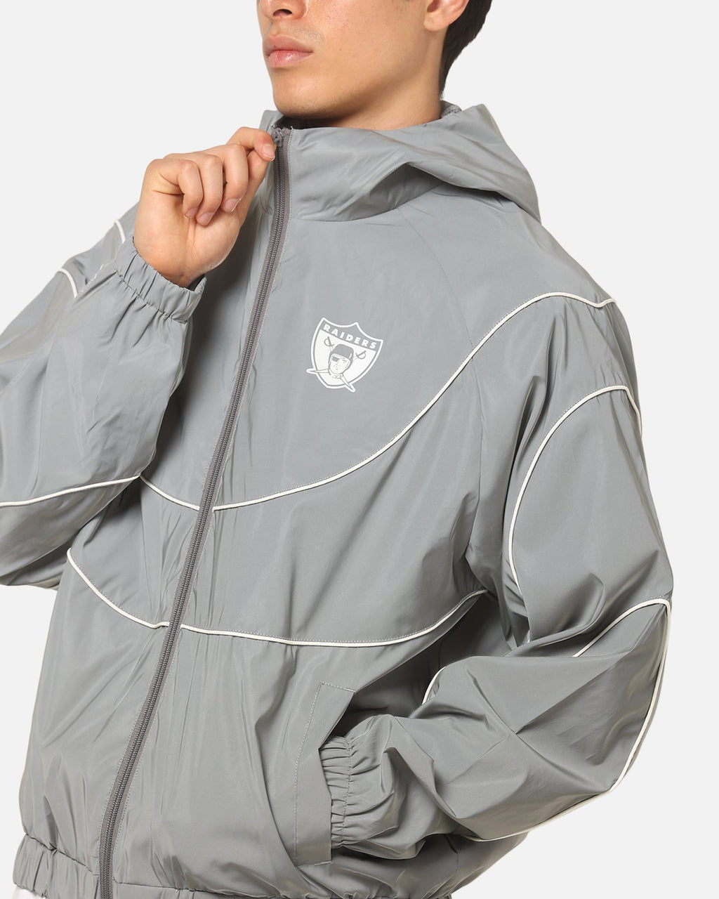 Mitchell & Ness Las Vegas Raiders Nylon Tracksuit Jacket Grey