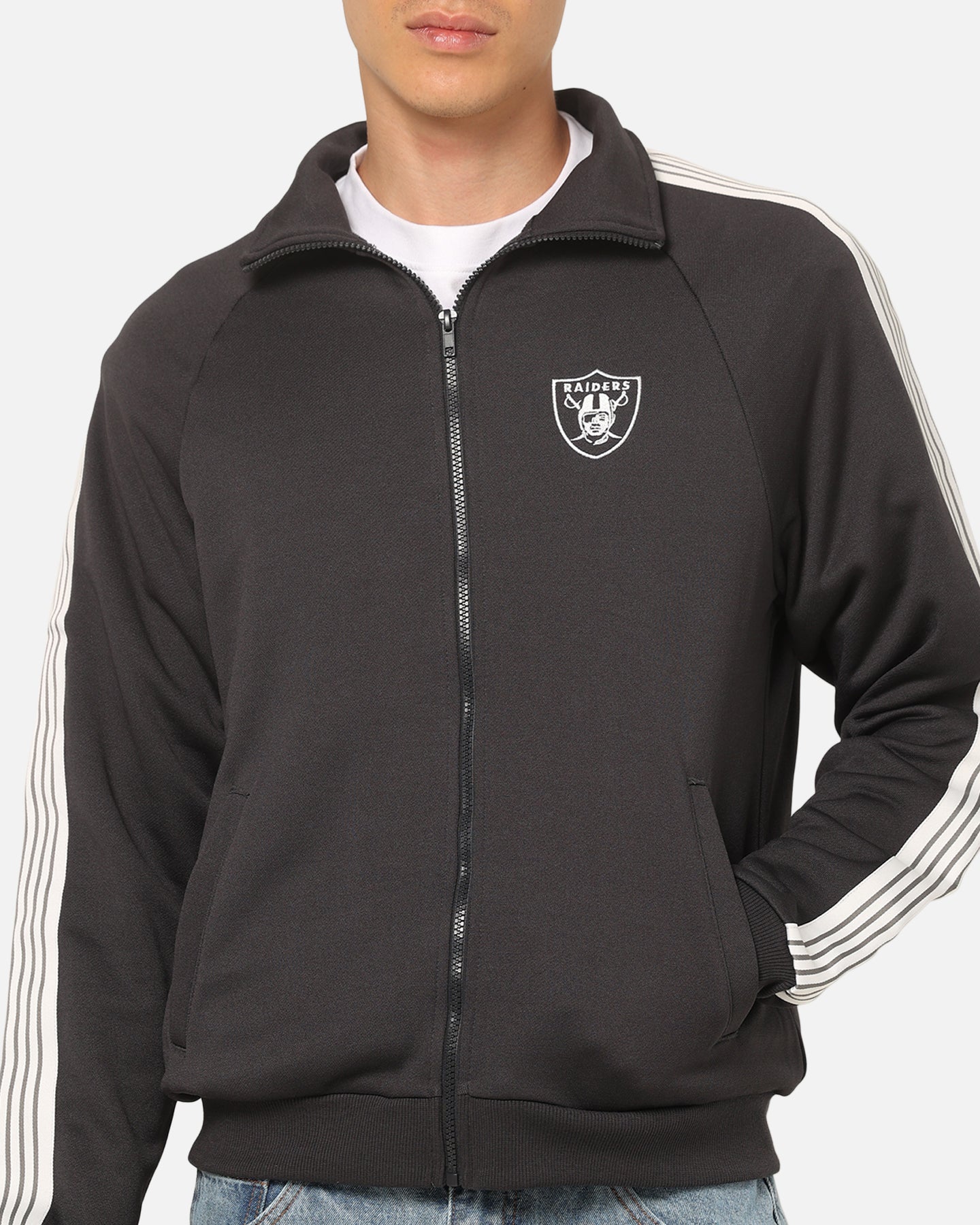 Majestic Athletic Las Vegas Raiders TM Tape Tricot Track Top Slate