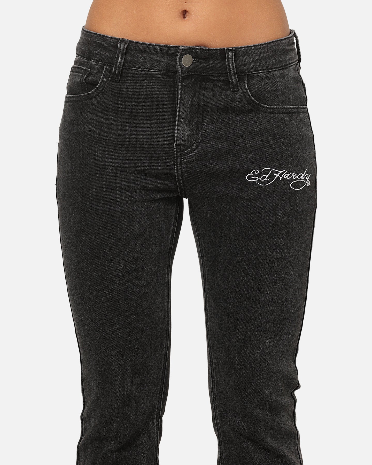 Ed Hardy Women's Tiger Bootcut Jeans Washed Black