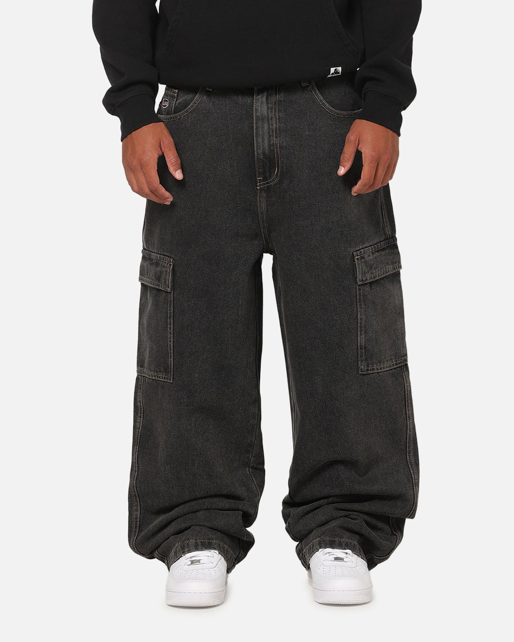 X-Large Baggy Cargo Bull Denim 91 Pants Black