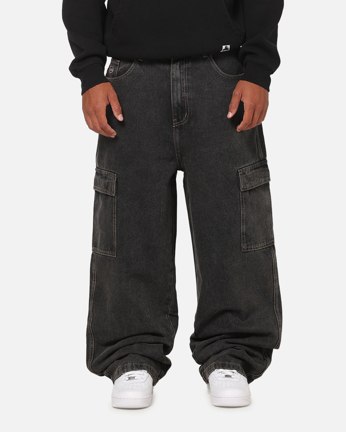 X-Large Baggy Cargo Bull Denim 91 Pants Black