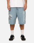 Von Dutch Skull Jean Shorts Mid Blue Denim