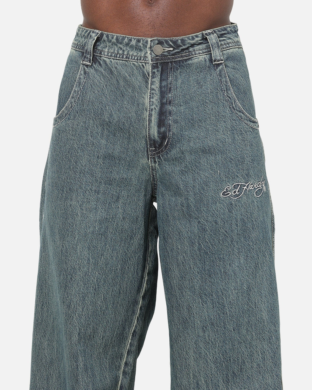 Ed Hardy Dragon Ultra Wide Jeans Mid Blue